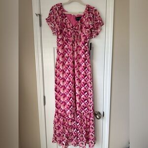 Donna Morgan Pink/Purple Geometric Patterned Maxi Dress